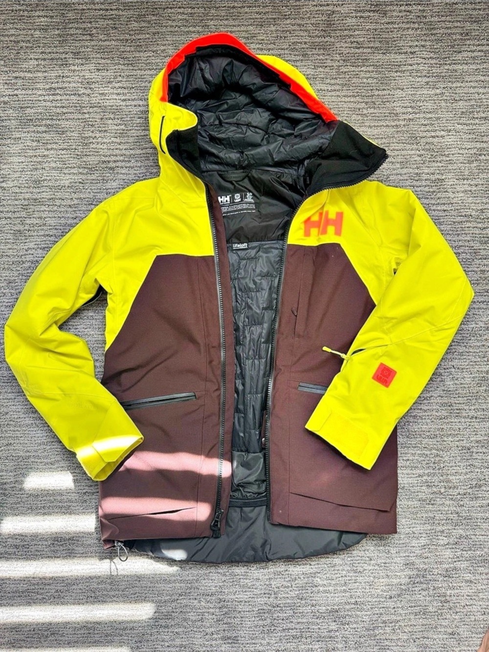 Helly Hansen ULR 3-in-1 Jacket Ski Jacket Yellow & Brown Size Small Like New